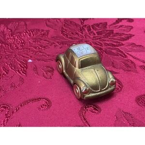 Vintage Elgin Brass VW Beetle Bug Miniature Desk Clock Quartz Analog Collectible